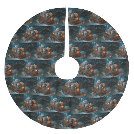 ブルーキャッロシアのトスノースイクリスマスデコール ブラッシュドポリエステルツリースカート (正面)