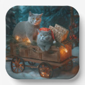 ブルーキャッロシアのトスノースイクリスマスデコール ペーパープレート (正面)