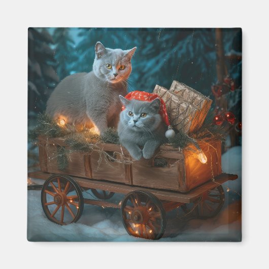 ブルーキャッロシアのトスノースイクリスマスデコール マグネット (正面)