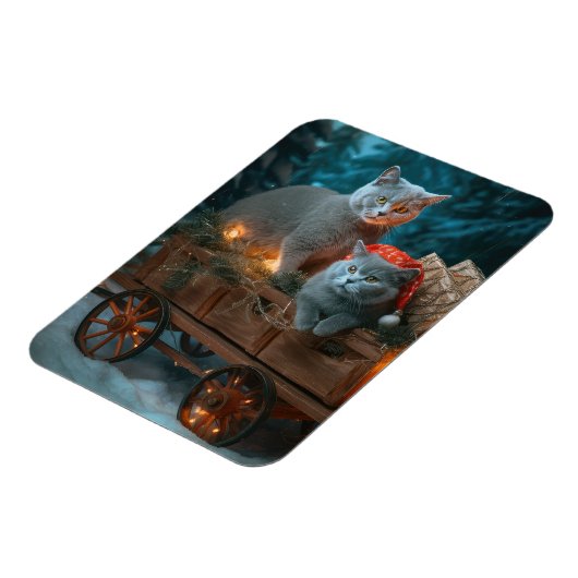 ブルーキャッロシアのトスノースイクリスマスデコール マグネット (左側)