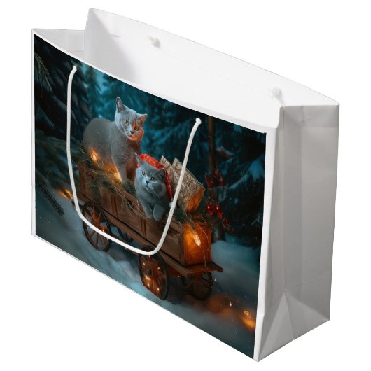 ブルーキャッロシアのトスノースイクリスマスデコール ラージペーパーバッグ (正面アングル)