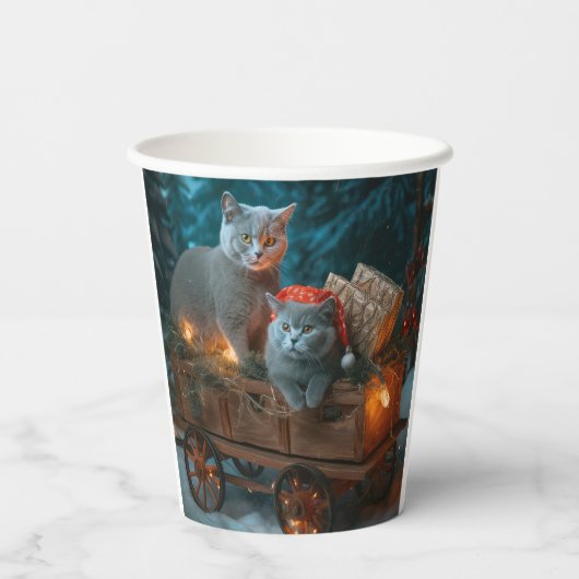 ブルーキャッロシアのトスノースイクリスマスデコール 紙コップ (裏面)