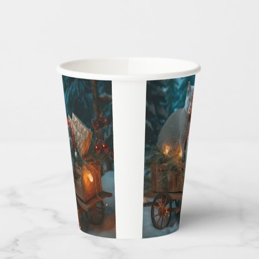 ブルーキャッロシアのトスノースイクリスマスデコール 紙コップ (左)