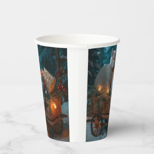 ブルーキャッロシアのトスノースイクリスマスデコール 紙コップ (右)