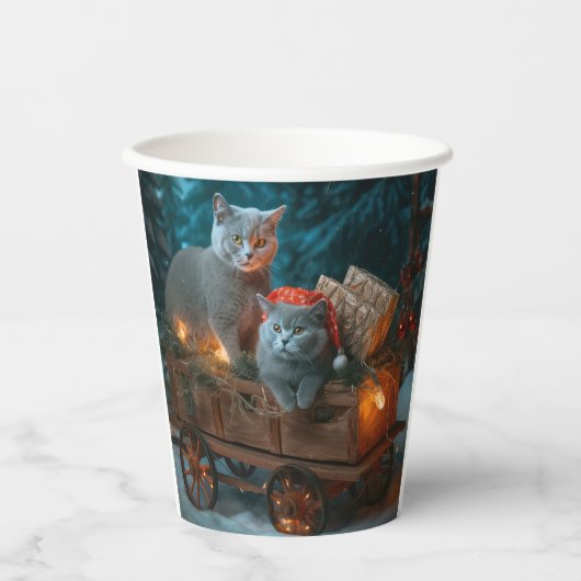 ブルーキャッロシアのトスノースイクリスマスデコール 紙コップ (正面)