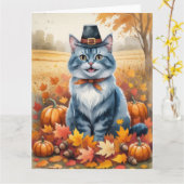 ブルーキャッロシアのト紅葉感謝祭アート カード (黄色い花)