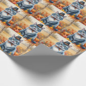 ブルーキャッロシアのト紅葉感謝祭アート ラッピングペーパー (角)