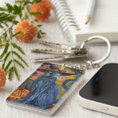 ブルーキャッ不気味トロシアのハロウィーンウィッチカボチャ キーホルダー (正面右)