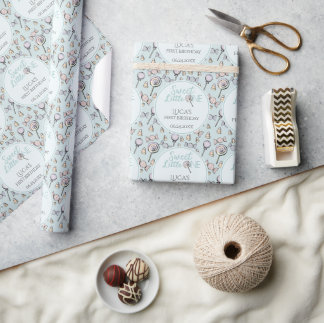 ブルーキャンディテーマ第1誕生日 ラッピングペーパー