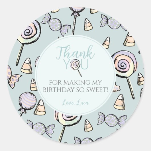 ブルーキャンディ最初の1歳の誕生日シール ラウンドシール (正面)