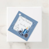 ブルーキャンドルとモアコーンのクリスマスギフトタグ フェイバータグ (インサイチュ)