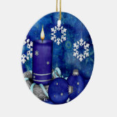 ブルーキャンドルクリスマス セラミックオーナメント (右)