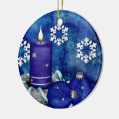 ブルーキャンドルクリスマス セラミックオーナメント (左)