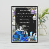 ブルーキャンドルバウブルクリスマスパーティの招待状 招待状 (スタンド正面)