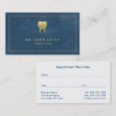 ブルーキャンバスゴールデンフレーム&歯 – 歯科医 予約カード (正面/裏面)