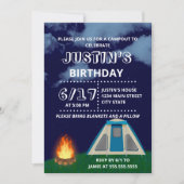 ブルーキャンプアウト誕生日パーティーの招待状 招待状 (正面)