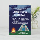 ブルーキャンプアウト誕生日パーティーの招待状 招待状 (スタンド正面)