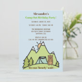 ブルーキャンプアウト誕生日パーティーを早く待つことができる 招待状 (スタンド正面)