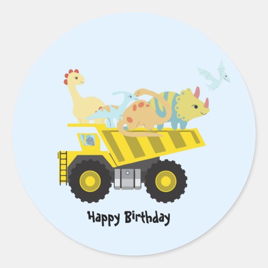 ブルーキュートおもしろいトラクターへ学校DIY文字 ラウンドシール (正面)