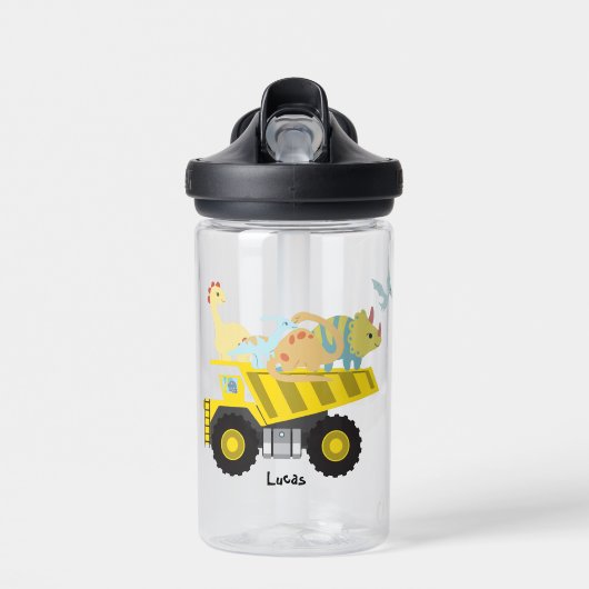 ブルーキュートおもしろいトラクターへ学校DIY NAme ウォーターボトル (正面)