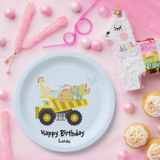 ブルーキュートおもしろいトラクターHBD DIY NAme Balloo ペーパープレート (パーティー)