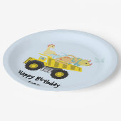 ブルーキュートおもしろいトラクターHBD DIY NAme Balloo ペーパープレート (アングル)