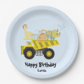 ブルーキュートおもしろいトラクターHBD DIY NAme Balloo ペーパープレート (正面)