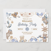 ブルーキュートなセーラー誕生日 招待状 (正面)