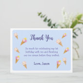 ブルーキュートアイスクリームコーンパーティーボーイ誕生日 サンキューカード (スタンド正面)