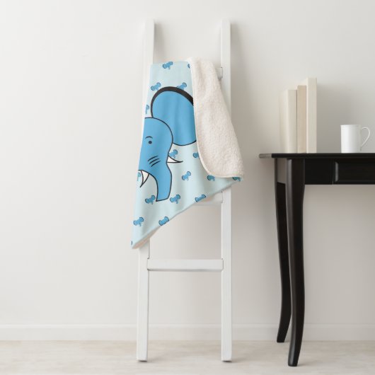 ブルーキュートエレファントイラストレーション(名前) シェルパブランケット (インサイチュ)