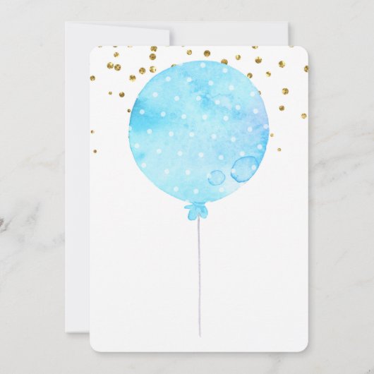 ブルーキュートエレファント男の赤ちゃんシャワーバルーン 招待状 (裏面)