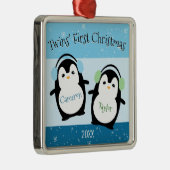 ブルーキュートツインズペンギン初めてのクリスマス メタルオーナメント (右)