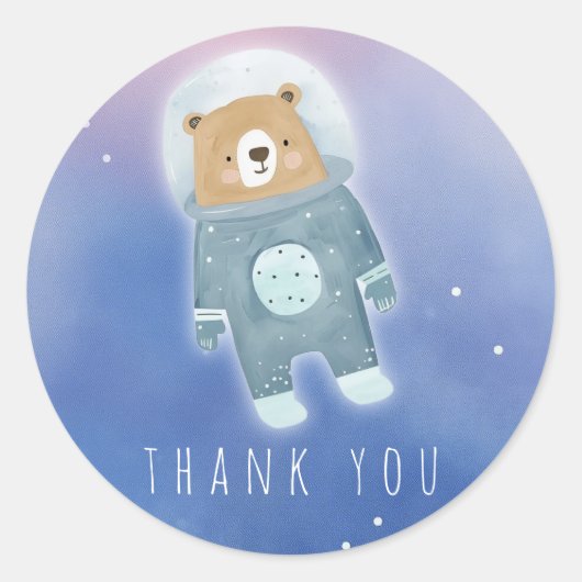 ブルーキュートテディ宇宙ベアーサンキュー ラウンドシール (正面)