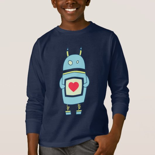 ブルーキュートハートダークキッズ長袖 Tシャツ (正面)