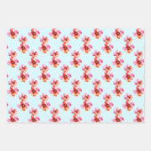 ブルーキュートモンキーパーソナライズされたハッピーバースデー ラッピングペーパーシート (正面3)