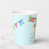 ブルーキュートモンキーパーソナライズされたハッピーバースデー 紙コップ (右)