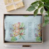 ブルーキュートモンキーパーソナライズされたハッピーバースデー 薄葉紙 (ギフト)