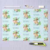 ブルーキュートモンキーパーソナライズされたハッピーバースデー 薄葉紙 (クラフト)