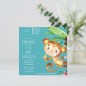ブルーキュートモンキー男の赤ちゃん 招待状 (スタンド正面)