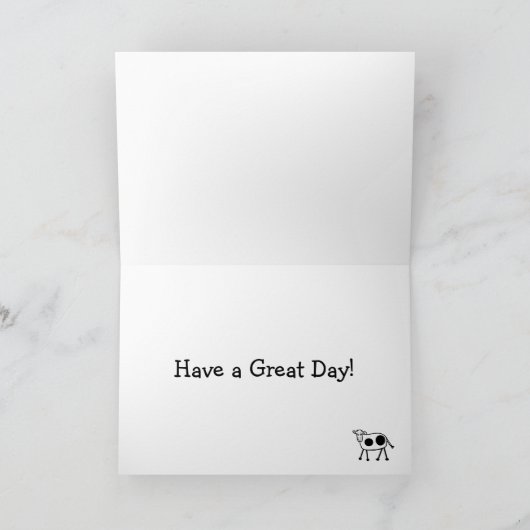 ブルーキュート牛おもしろい漫画誕生日 カード (内部)