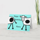 ブルーキュート牛おもしろい漫画誕生日 カード (正面)