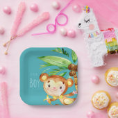 ブルーキュート猿男の赤ちゃん発表 ペーパープレート (パーティー)