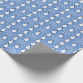 ブルーキュート雪だるまスノーフレークメリークリスマスネーム ラッピングペーパー (角)