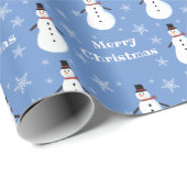 ブルーキュート雪だるまスノーフレークメリークリスマス ラッピングペーパー (ロールコーナー)