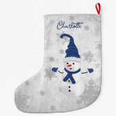ブルーキュート雪だるまホリデーストッキング ラージクリスマスストッキング (裏面)