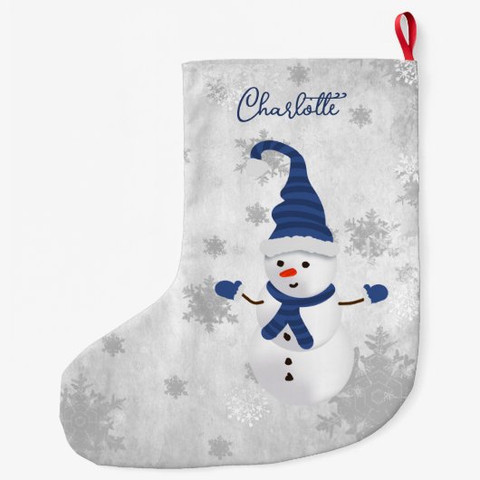 ブルーキュート雪だるまホリデーストッキング ラージクリスマスストッキング (裏面)