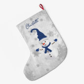 ブルーキュート雪だるまホリデーストッキング ラージクリスマスストッキング (裏面 (吊り時))