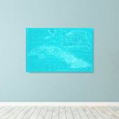 ブルーキューバの地図 キャンバスプリント (インサイチュ (ウッドフロア))