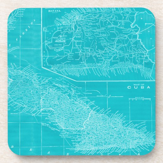 ブルーキューバの地図 コースター (正面)