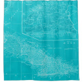 ブルーキューバの地図 シャワーカーテン (正面)